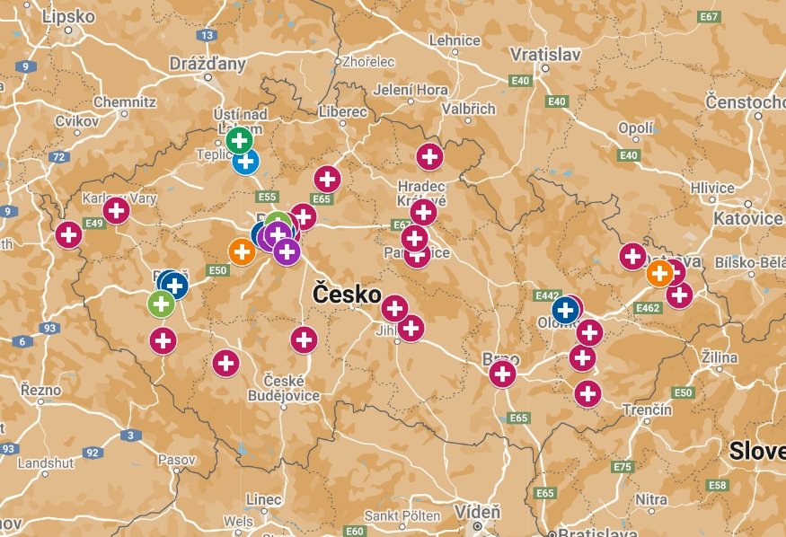 Centra duševního zdraví - mapa